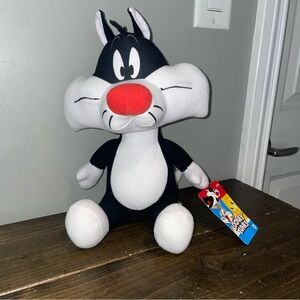 Large Looney Tunes Plush Toy Sylvester Black Cat 10 inches tall.
